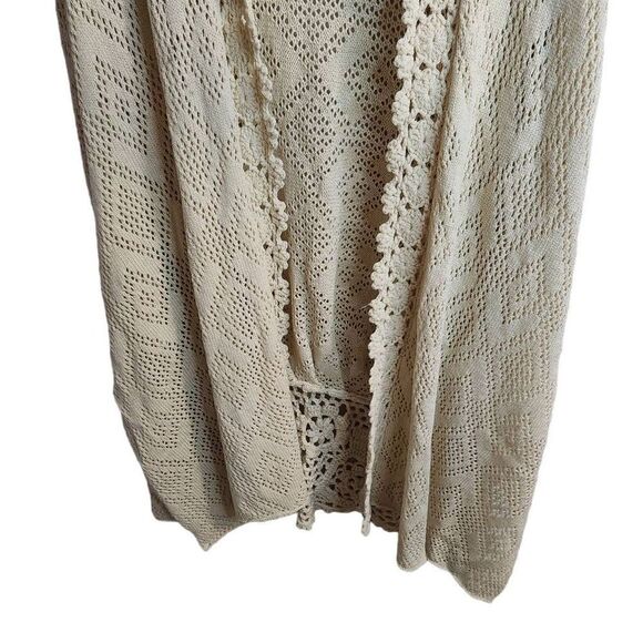 Rebecca Elliot NWOT Crochet Lace Cream Sleeveless Boho Cardigan Perfect Fall Lay - Picture 7 of 12